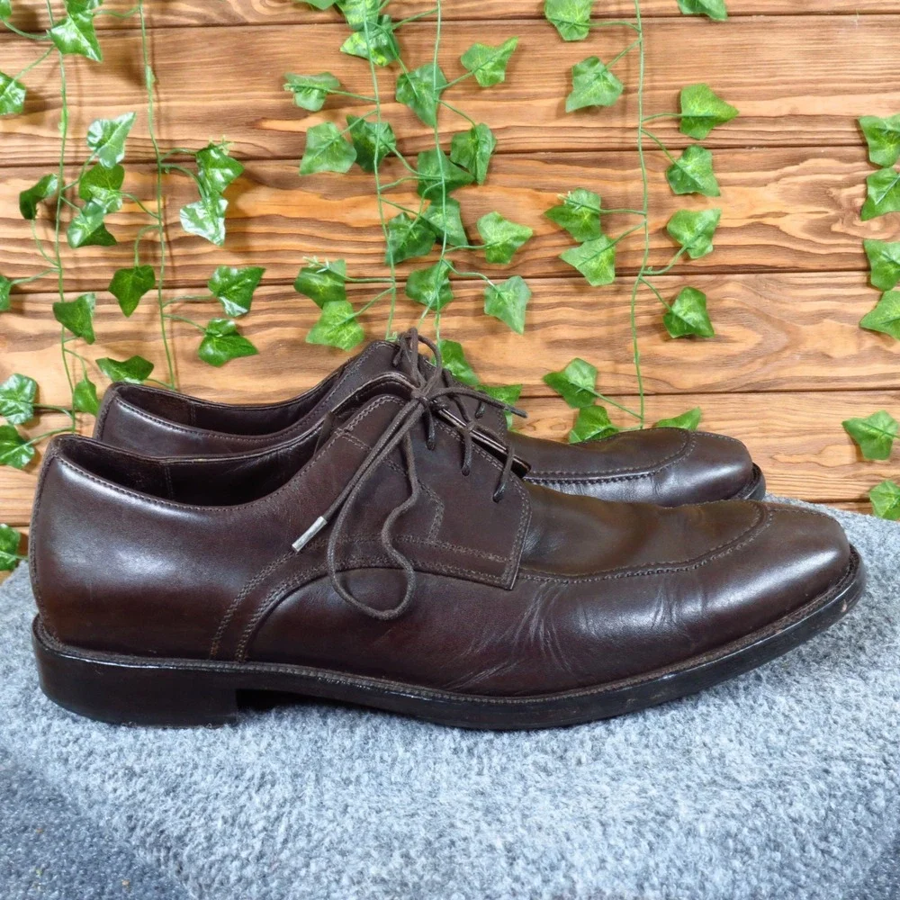 Johnston & Murphy 15-2232 Mens Oxford Size 10 Dress Brown Leather Split Toe